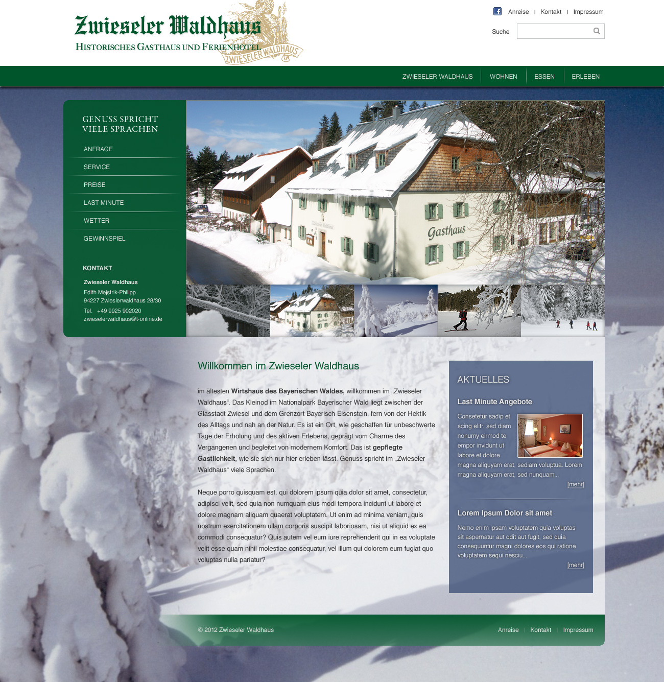 TYPO3 Website Zwieseler Waldhaus