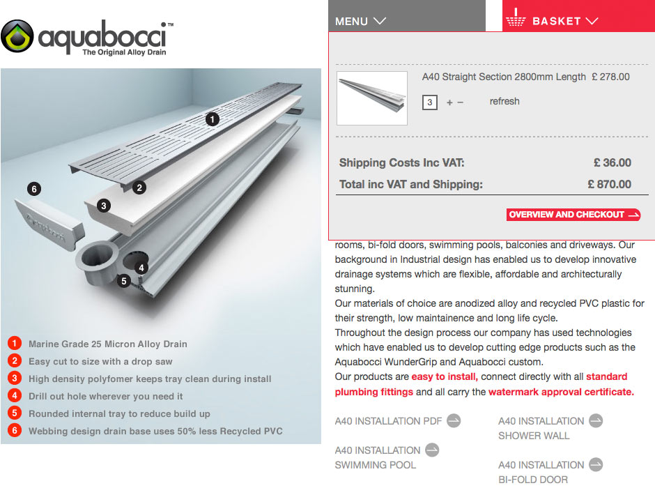 Online-Shop von Aquabocci