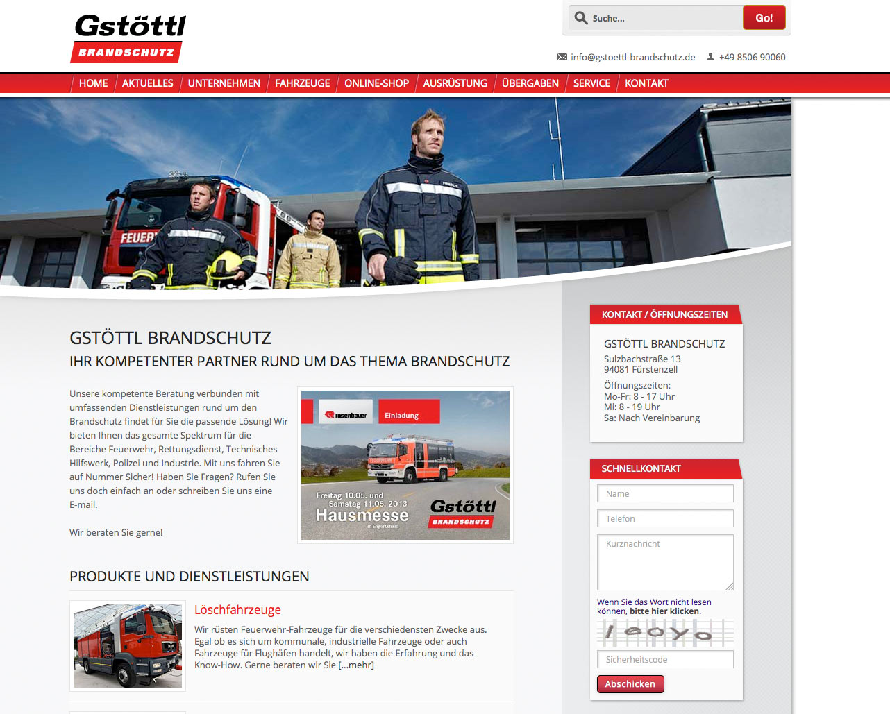 Die neugestaltete Webseite von Gstöttl Brandschutz
