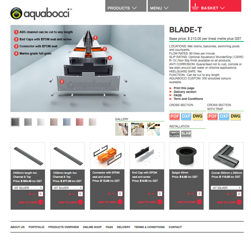 Aquabocci Website und Online Shop
