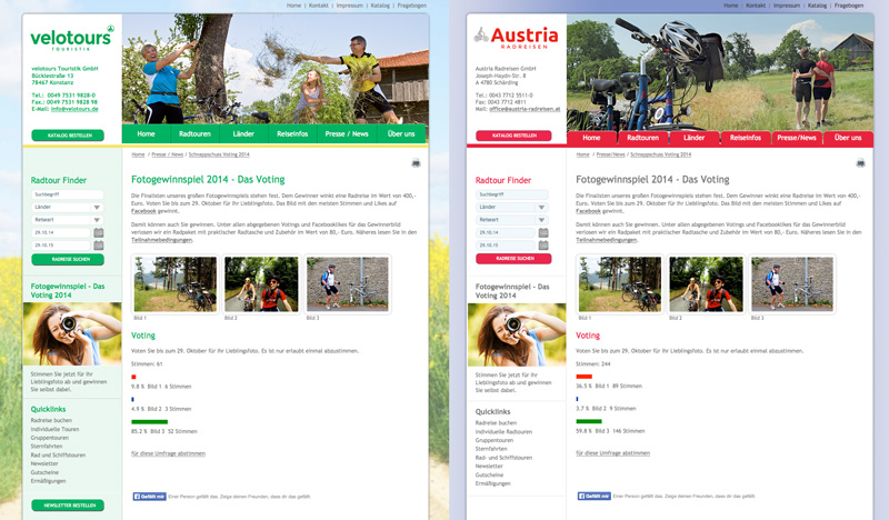 Foto Voting und Gewinnspiel für Austria Radreisen und velotours