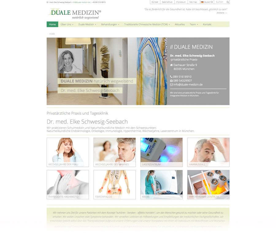 Duale Medizin Webdesign Homepage