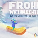 Aquarell-Weihnachtskarte "Frohe Weihnachten und ein wundervolles Jahr 2020"
