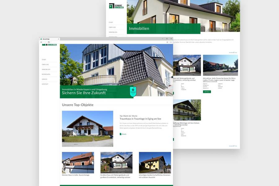 Schwarz Immobilien site layout Webdesign Mockup