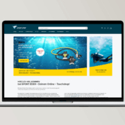 Die Homepage von Sport Eder auf dem Bildschirm des Laptops