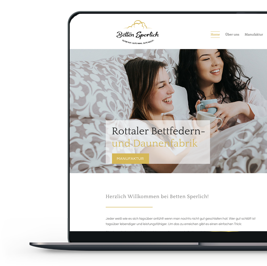 Desktop Mockup Webagentur Betten Sperlich Homepage