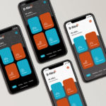 Dunkle und helle Versionen der B-Neo Website auf iPhone Bildschirmen