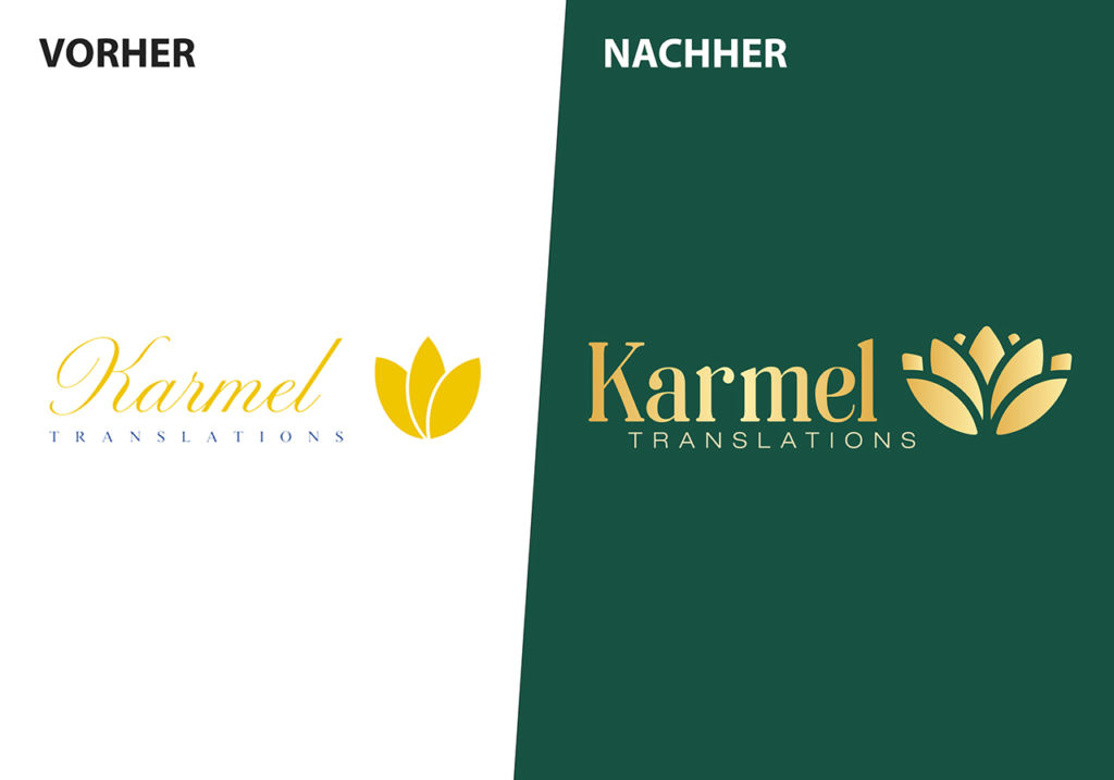 Karmel Translations Logo - vorher (weiß) und nachher