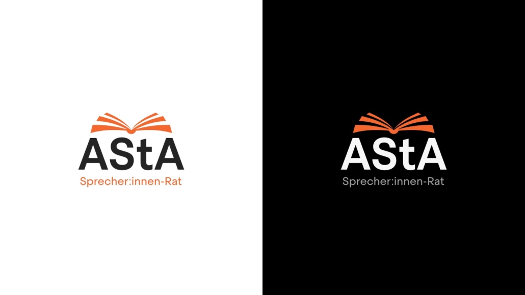 Asta-Logos - schwarz auf weißem Hintergrund und weiß auf schwarzem Hintergrund