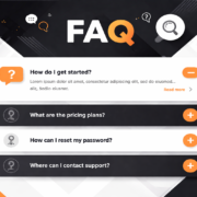 FAQ-Bereich mit Fragen zu Einstieg, Preisen, Passwortzurücksetzung und Support.