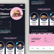 Webdesign für pflanzlichen Fischburger von CatchFree mit Produktfotos und Kontaktdaten.