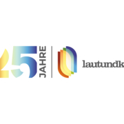 Logo von lautundklar zum 25-jährigen Jubiläum in bunten Farben.