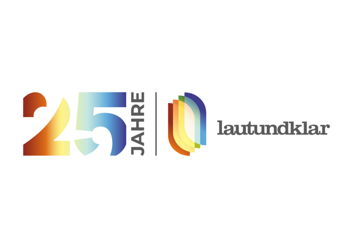 25_jubilaeum_final_Web_1280x900 Logo von lautundklar zum 25-jährigen Jubiläum in bunten Farben.