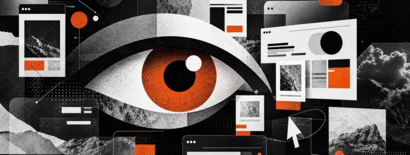 Symbolische Darstellung eines Auges, dass Webdesign Trends im Blick hat