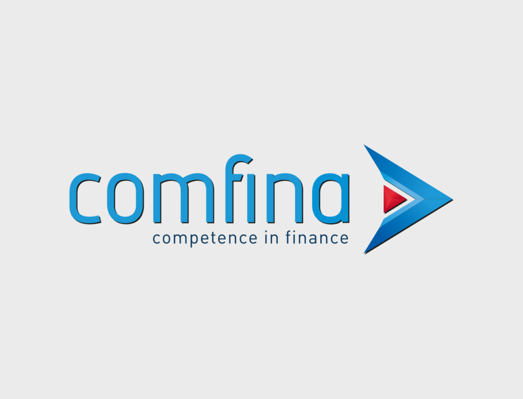 Logo von Comfina mit dem Slogan Kompetenz in Finance. Professionell und modern gestaltet.