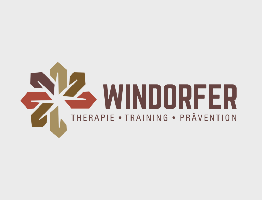 Logo von Windorfer für Therapie, Training und Prävention in modernen Farben.