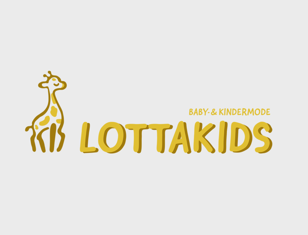 Logo von Lottakids für Baby- und Kindermode, mit einer niedlichen Giraffe.