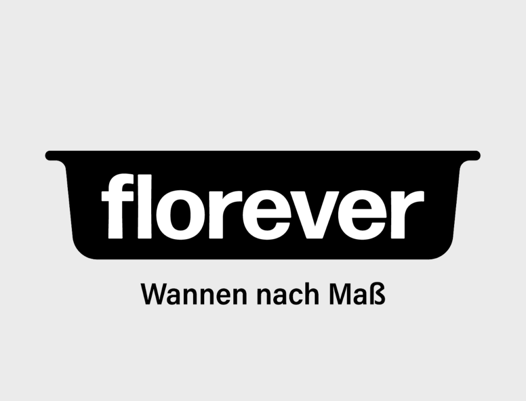 Alt-Text: Florever Logo für maßgeschneiderte Wannen auf neutralem Hintergrund.