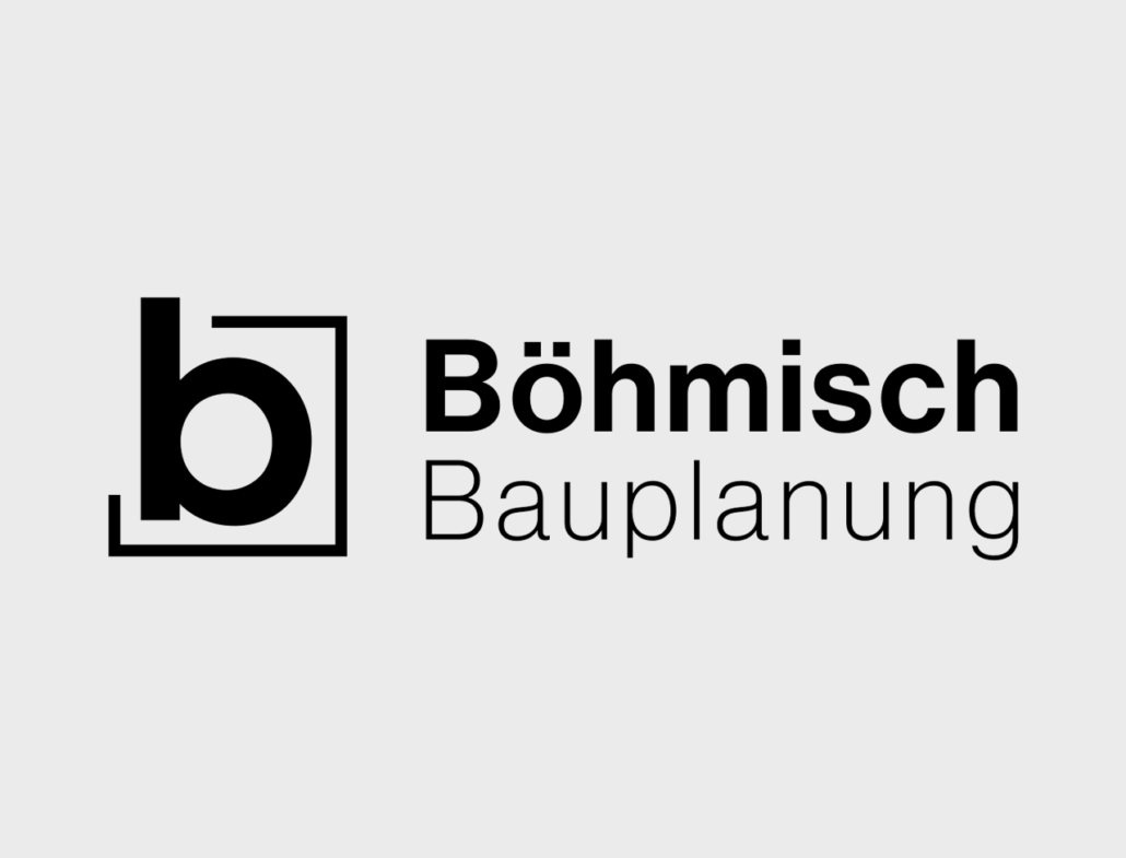 Logo von Böhmisch Bauplanung mit modernem Design und klarer Schrift.