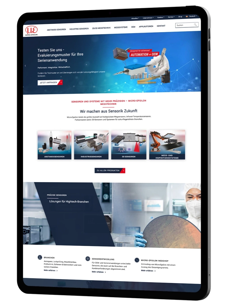 Typo3 Website für die Micro Epsilon GmbH