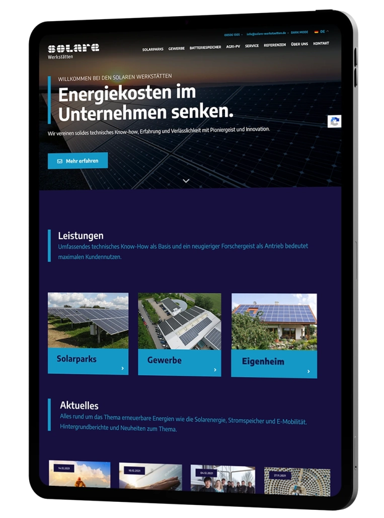 Neue Website für Weber+Wimmer Solare Werkstätten GmbH
